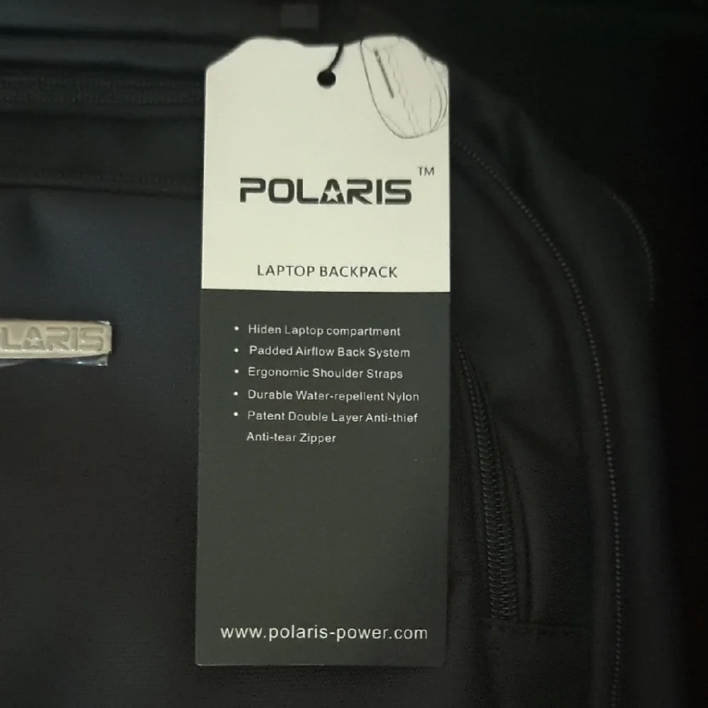 Polaris Sleek Black Laptop Backpack - Unisex